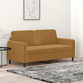 Sofa 2-osobowa, brązowa, 140 cm, tapicerowana aksamitem