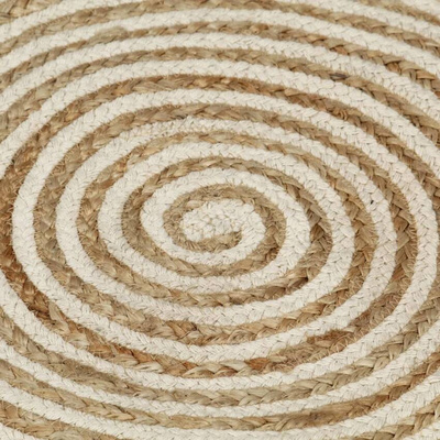 vidaXL Dywanik ręcznie wykonany z juty, spiralny wzór, biały, 150 cm