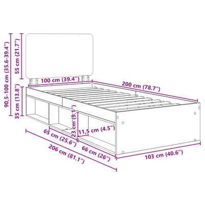 Ramka łóżka Z zagłówkiem Biały 100 x 200 cm Lite drewno sosnowe