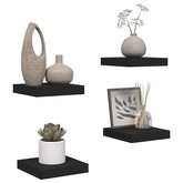 vidaXL Półki ścienne, 4 szt., czarne, 23 x 23,5 x 3,8 cm, MDF