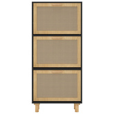 Szafka na buty, czarna, 52x25x115 cm, materiał drewnopochodny