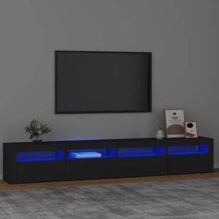 vidaXL Szafka pod TV z oświetleniem LED, czarna, 240x35x40 cm