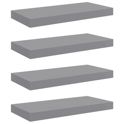 vidaXL Półki ścienne, 4 szt., szare, 50x23x3,8 cm, MDF