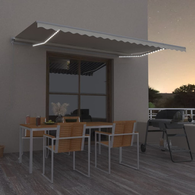 Ręcznie zwijana markiza z LED, 500x350 cm, kremowa