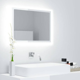 vidaXL Lustro łazienkowe LED, wysoki połysk, białe, 60x8,5x37cm, akryl