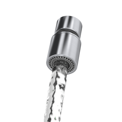Quadron | AERATOR PERLATOR | STAL SZCZOTKOWANA | obrotowy z funkcją przełączenia strumienia wody na tryb prysznicowy | gwint M22 | wymiary: 4,9 x 2,8 cm
