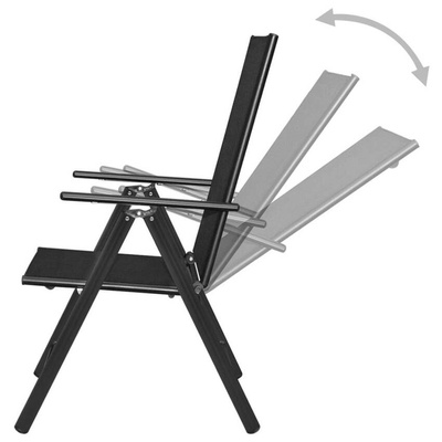 vidaXL Składane krzesła ogrodowe, 4 szt., aluminium/textilene, czarne