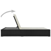vidaXL Podwójny leżak, polirattan, czarny
