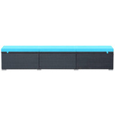 vidaXL Leżak ogrodowy z poduszką, polirattan, czarny