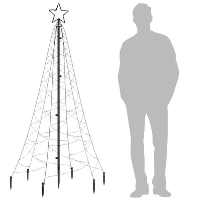 vidaXL Choinka z kołkiem gruntowym, 200 kolorowych LED, 180 cm