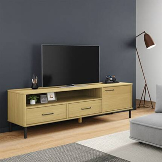 vidaXL Szafka pod TV OSLO, metalowe nóżki, brązowa, sosnowa model standard