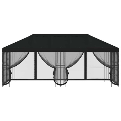 Altana z bokami 6 x 3 m Czarny Poliester i Stal 190