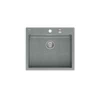 MORGAN 110 GraniteQ zlewozmywak silver stone z syfonem Push To Open stal szlachetna 1-komorowy b/o + zaczepy 4 szt