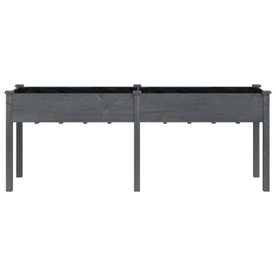 Kwietnik z wyściółką, szary, 203x53x76 cm, lite drewno jodłowe