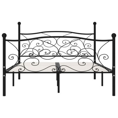 vidaXL Rama łóżka ze stelażem z listw, czarna, metalowa, 120 x 200 cm