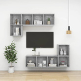vidaXL Wisząca szafka pod TV, szarość betonu, 37x37x107 cm