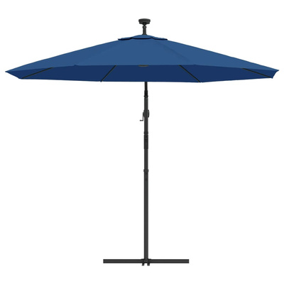 vidaXL Parasol wiszący z LED i stalowym słupkiem, 300 cm, lazurowy