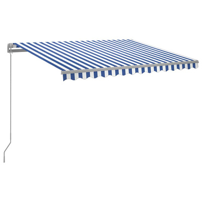 Ręcznie zwijana markiza z LED, 300 x 250 cm, niebiesko-biała vidaXL