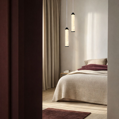 Lampa wisząca Corte szklana tuba czarny mat LED 10W 3000K do salonu
