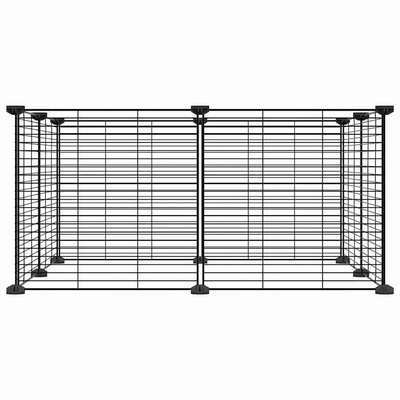 Klatka dla zwierząt, 8 paneli, czarna, 35x35 cm, stalowa