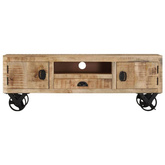 vidaXL Szafka pod TV na kółkach, 110x30x37 cm, surowe drewno mango