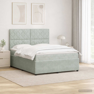 Łóżko z box spring LED z materacem jasnoszary 140 x 190 cm