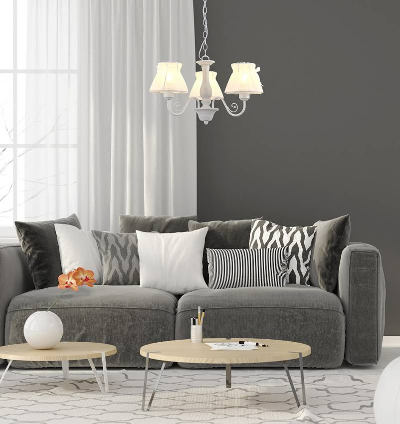 Lampa wisząca z abażurem Zefir biała klasyczna do salonu 3xE27