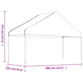 Namiot ogrodowy z dachem, biały, 15,61x5,88x3,75 m, polietylen