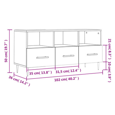 vidaXL Szafka pod TV, przydymiony dąb, 102x36x50 cm wariant 6