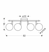 Rodia Lampa Sufitowa Listwa Satynowy 4X40W G9 Klosz Grafitowy