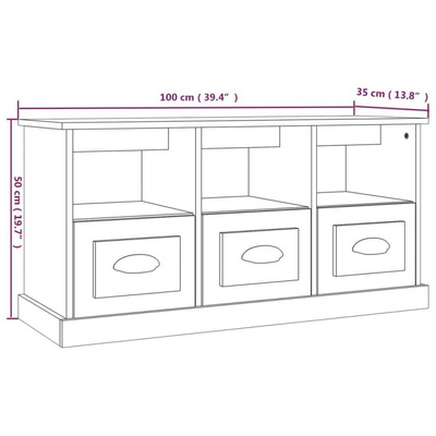 vidaXL Szafka pod TV, szary dąb sonoma, 100x35x50 cm