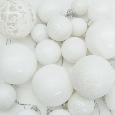 Zestaw Bombek Choinkowych 61 pcs Biały Z tworzywa sztucznego