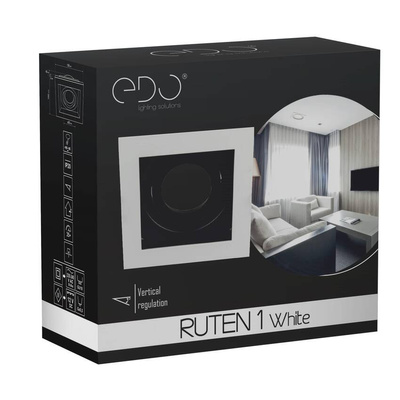 Punktowa oprawa sufitowa wpuszczana RUTEN 1 White IP20 kwadratowa biało - czarna EDO777128 EDO Solutions