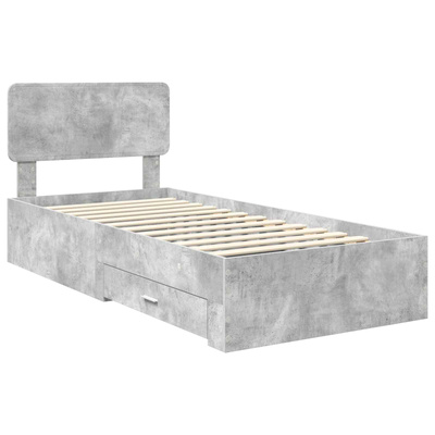 Ramka łóżka Betonowy szary 70 x 190 cm Drewno inżynieryjne