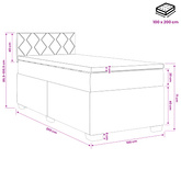 Łóżko kontynentalne z materacem Czarny 100 x 200 cm tkanina