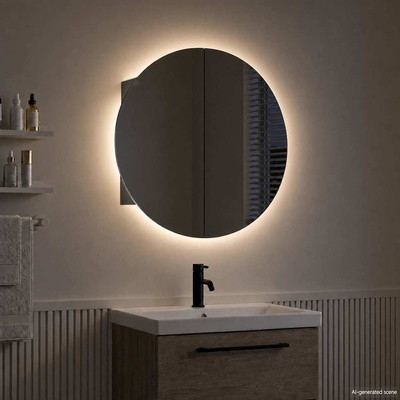 Szafka łazienkowa z lustrem i LED, czarny, 40x40x17,5 cm
