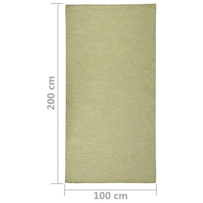 vidaXL Dywan zewnętrzny o płaskim splocie, 100x200 cm, zielony