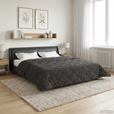 Zimowa Kołdra Antracyt 220 x 260 cm Mikrofibra i Fleece Teddy