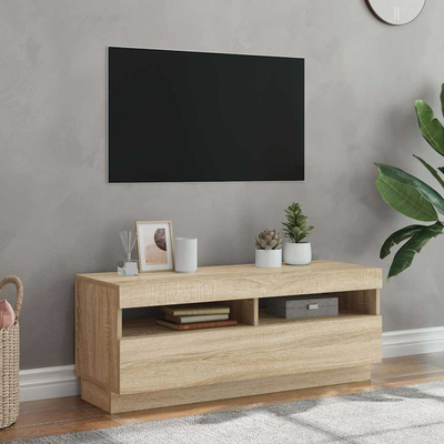 Szafka TV z oświetleniem LED, dąb sonoma, 100x35x40 cm