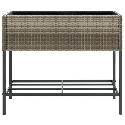 Donice ogrodowe z półką, 2 szt., szare, 90x40x75 cm, polirattan