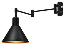 Kinkiet regulowany COPENHAGEN czarno-złoty - lampa do czytania w stylu industrialnym E14 