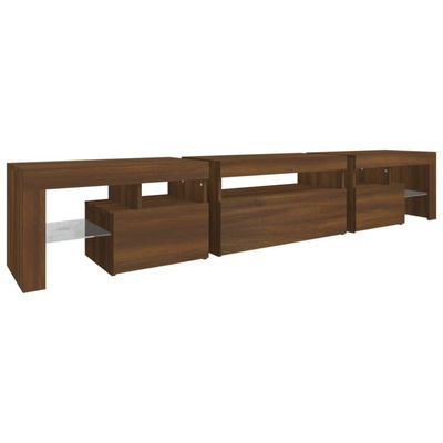 vidaXL Szafka pod TV z oświetleniem LED, brązowy dąb, 215x36,5x40 cm
