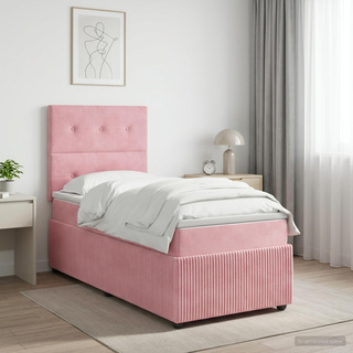 Łóżko z box spring LED z materacem różowy 80 x 200 cm Welur
