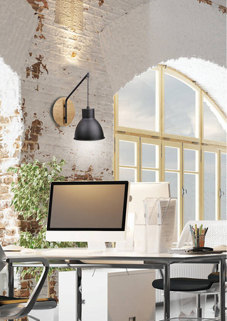 Kinkiet Vario loft czarny metalowy na wysięgniku do salonu E27