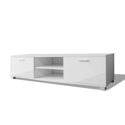 vidaXL Szafka pod TV, wysoki połysk, biała, 140x40,5x35 cm