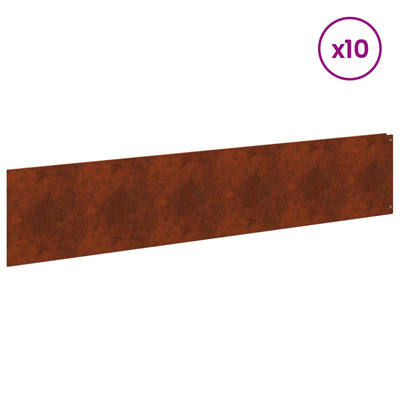 Krawężnik do trawnika 10 szt. 100 x 22 cm Stal Rdzawy