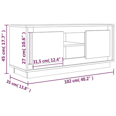 vidaXL Szafka pod TV, biała, 102x35x45 cm, materiał drewnopochodny