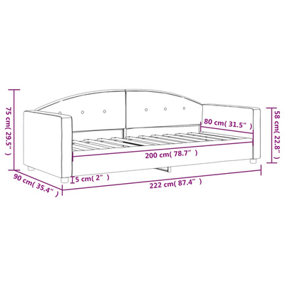 Sofa z funkcją spania, jasnoszara, 80x200 cm, obita aksamitem