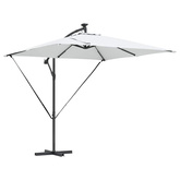 Parasol plażowy z paskami LED piaskowy 249 x 249 x 250 cm