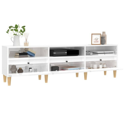 vidaXL Szafka pod TV, wysoki połysk, biała, 150x30x44,5 cm